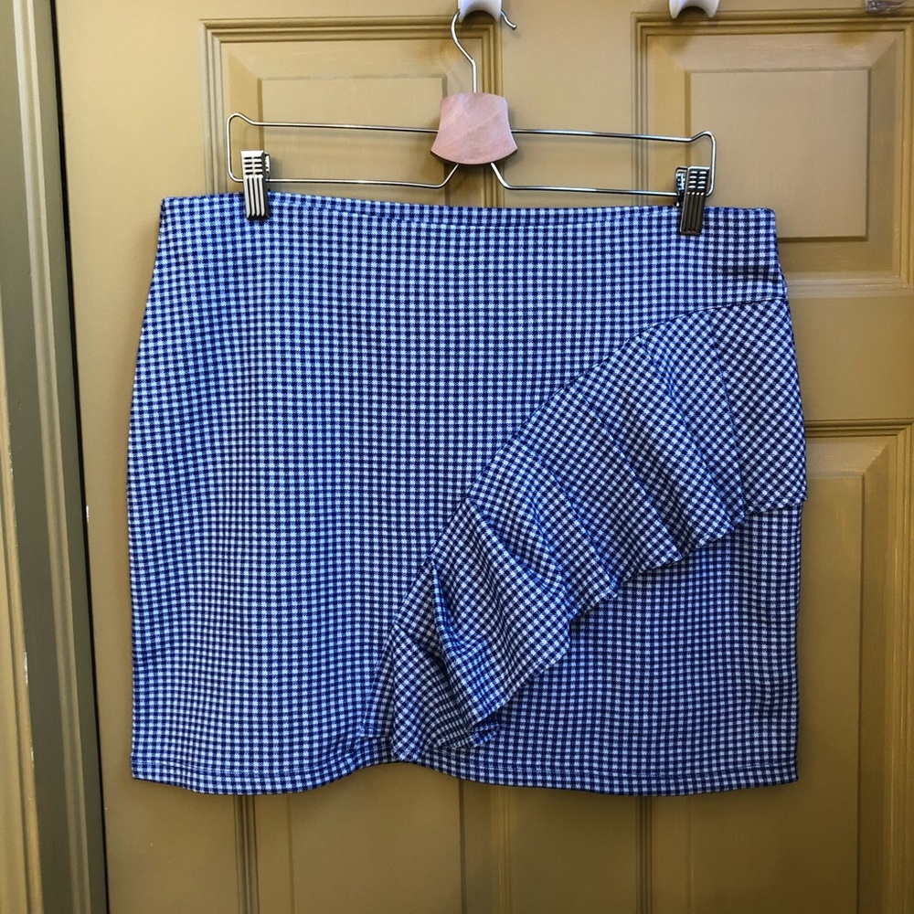 Topshop gingham mini skirt US 12 cute ruffle frill